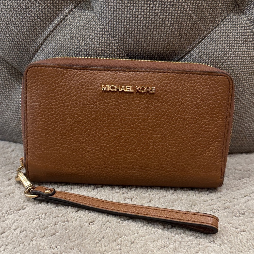 Michael Kors Tan Wristlet Clutch